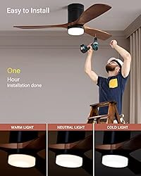 Sofucor Low Profile Ceiling Fan with Lights Flush