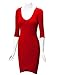 CTC WDR940 Womens Deep V Neck 3/4 Sleeve Tulip Bodycon Dress M RED