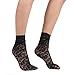 Women's Lace Ankle Socks (One Size : Regular, Floral - Black 3pair)