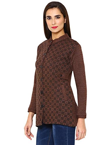 matelco women's full buttoned band collar cardigan/coat