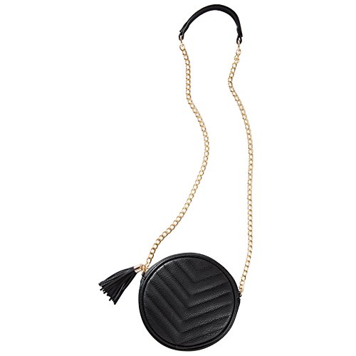 Mud Pie Women's Fashion Round Crossbody Purse with Chain Strap (Black)