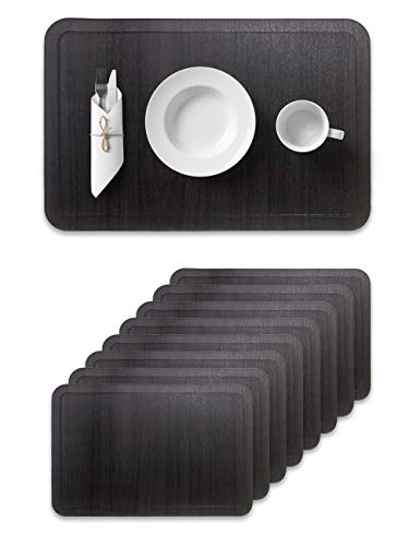 Alpiriral Dining Place Mats Set of 8 Heat Resistant Place Mats Easy to Wipe Off Scrub Vinyl Place Mats Washable Table Mats Protect The Table from Messes & with A Nice Looking in Black