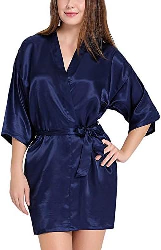 Glorious Choice Satin Babydoll Nightwear Robe for Women's (Navy Blue, Free Size)