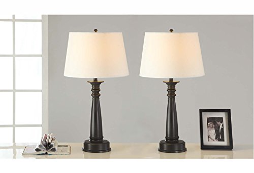 Artiva USA Twin-Pack, Classic Design, 28-Inch Energy Saving Antique Bronze Finish Table Lamp with Hand-Painted Gold Tracing