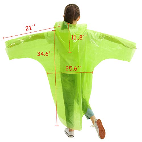 Emergency Rain Poncho for Kids, Disposable Extra Thick Raincoats for Boys and Girls, Pack of 4 - Green - Thumbnail 2