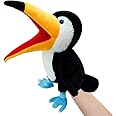 okegztoa Puppet Toucan Hand Puppet,13.8" Animal Puppet Toucan Puppets Stuffed Animal Hand Puppets for Kids with Movable Mouth,Puppet Plush Multi-Color Toys Bird Puppet Role Play Teaching(Big Black)