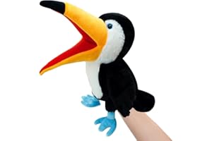 okegztoa Puppet Toucan Hand Puppet,13.8" Animal Puppet Toucan Puppets Stuffed Animal Hand Puppets for Kids with Movable Mouth,Puppet Plush Multi-Color Toys Bird Puppet Role Play Teaching(Big Black)