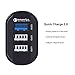 KMASHI Quick Charge 2.0 USB Portable Car Charger, 3-Port 39W Fast Car Charger Adapter for Samsung Galaxy S7 S6 Edge Note 6 Nexus 6 iPhone 6S Plus (Jet Black)