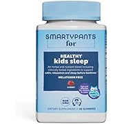 SmartyPants Kids Sleep Gummies: Melatonin FREE; Magnesium for Nervous System Support; L-Theanine for Relaxation; Saffron for Sleep Support, Chamomile & Lemon Balm, Cherry flavor, 42 Ct (21 Day Supply)