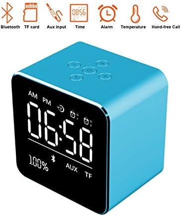 Radio Alarm Clock Bluetooth Wireless Speaker Digital LED Time Display / Dual Speakers / Makeup Mirror, Loudspeakers Super Bass for Phone / iPad / iPhone Bluetooth 3.0 Hi-Fi Speaker(Blue)