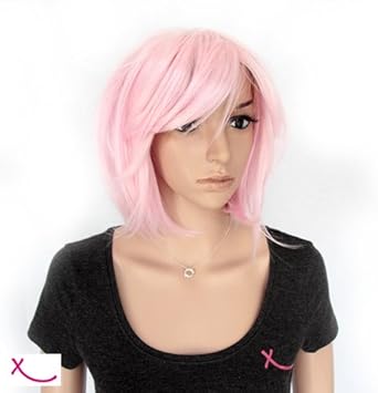 Extiff Perruque Cosplay Cheveux Courts Rose 30cm 12