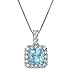 VIR JEWELS 0.85 cttw Pendant Necklace, Blue Topaz Cushion Cut Pendant Necklace for Women in .925 Sterling Silver with Rhodium, 18 Inch Chain, Prong Setting