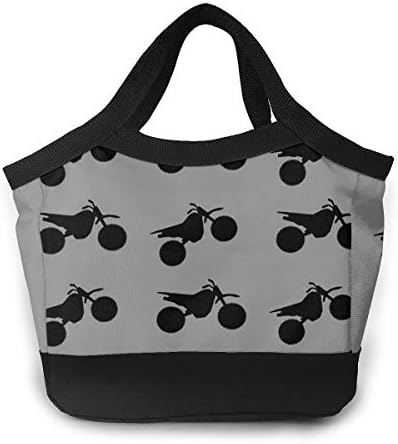 Lunch Box Gourmet Tote Pouch Container for Women Men Boys Girls Adult School Work Picnic Hiking Beach, Leakproof Moisture Resistant Lunch Organizer, Motorcycle Dirt Bike Black On Grey