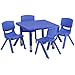 Flash Furniture 24'' Square Blue Plastic Height Adjustable Activity Table Set with 4 Chairs
