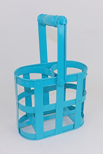 Wine Rack Bar Cart Display Vintage Wood Bottle Aqua - Thumbnail 3