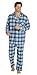 EVERDREAM Sleepwear Mens Flannel Pajamas, Long 100% Cotton Pj Set, Size Large Blue