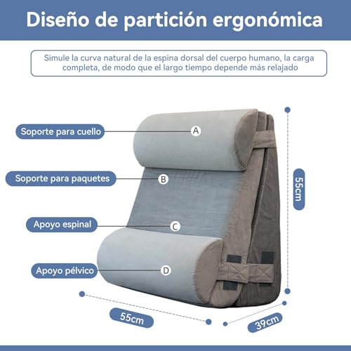 Unicame Conjunto de 4 Almohadas Ortopédicas en Cuña para Cama,Almohada de Cuña para Dormi Recuperación Postoperatoria,Mitigación de Reflujo Ácido y Gastroesofágico (Espuma de Poliuretano, 4)