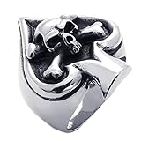 KONOV Vintage Gothic Skull Biker Tribe Ace of Spades Stainless Steel Mens Ring