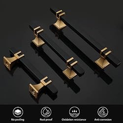 Lepatape 5 Pack 3-3/4inch Black and Gold Cabinet