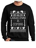 TeeStars Christmas Is Coming Ugly Christmas Sweater Sweatshirt Medium Black