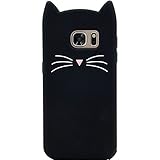 Galaxy S7 Case, MC Fashion Cute 3D Black Meow Party Cat Ears Kitty Whiskers, Shockproof and Protective Soft Silicone Case for Samsung Galaxy S7 (Black)
