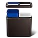 simplehuman 20 Liter / 5.3 Gallon Dual Compartment Recycling Can, Slim Open Top Office Trash Can, Commercial Grade Heavy Gauge Small Trash Can, Dark Bronze Stainless Steel