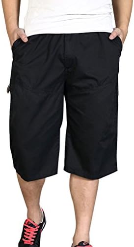 NiSeng Mens Vintage Military-Style 3/4 Length Work Wear Full Elastic Waist Combat Pocket Cargo Shorts