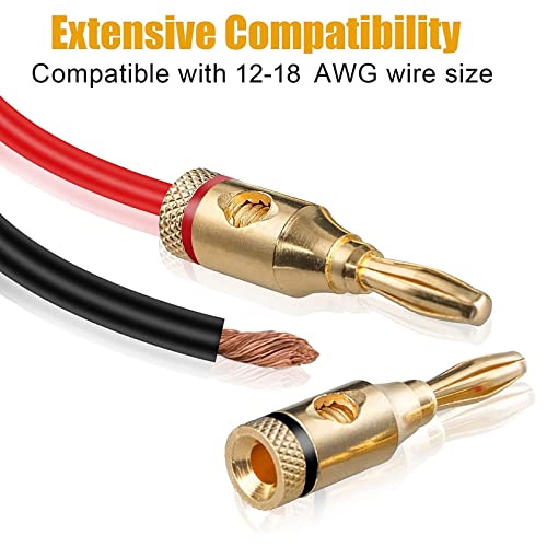 SUNJOYCO 12 Pairs Gold Plated Speaker Banana Plugs, OpenScrew Type Pin