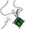 FANTOM Simulated Emerald Cubic Zirconia Necklace Pendant with 18 Inch Rolo Chain in 925 Sterling Silver