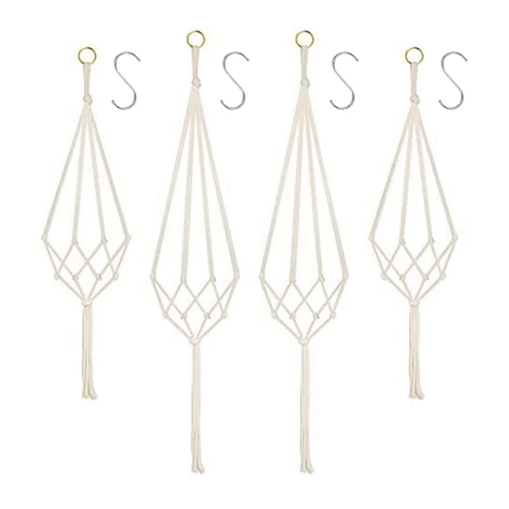 Cucioki 4 Pack Hanging Planters Baskets with 4 Hanging Hooks Cotton Rope Macrame Plant Hanger 80CM & 100CM