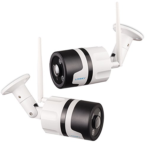LONNKY Wireless Security Camera, WiFi 1080P IP Camera (2.0mp Bullet Outdoor P2P), 160 Degree Wide Angle Viewing Field, Mobile Remote Viewing, Micro SD Card/Cloud Storage, Two Way Audio