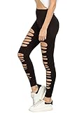 SweatyRocks Women's Cutout Leggings Ripped Skinny Yoga Workout Pants Active Tights