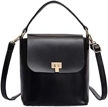 NXDA Wild retro lock bucket bag shoulder bag fashion Messenger bag mobile wallet women's backpack handbag (Black)