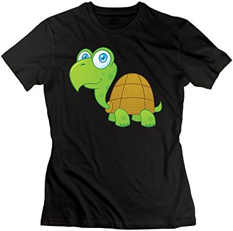 Tongling Women's Cotton Cartoon Turtle Short Sleeve Tees T-Shirts S Black