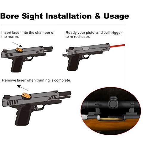 Laser Bore Sight, 308 Bore Sight Laser with 6 Batteries（2 Set Batteries