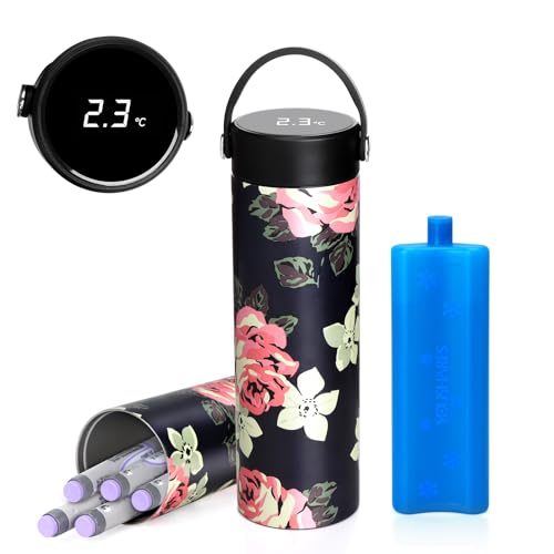 YOUSHARES Insulin Kühltasche mit Temperaturanzeige - 48H Kühlung Smart Tragbare Insulin Pen Tasche mit ℃/℉ Digitaler, Kühlbox Medikamente Reise Etui m