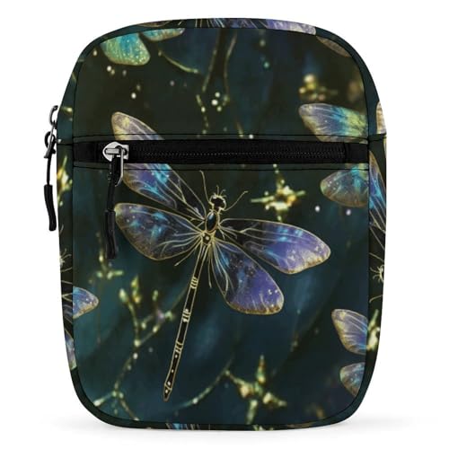 YHEGBFD Crossbody Bags,Dragonfly Oxford Cloth Messenger Bag,mini Satchel,small Satchel with Adjustable Strap for Men Women