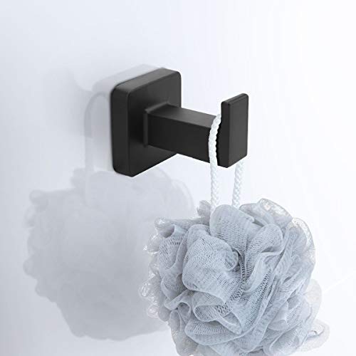 DEGULAS Bathroom Hardware Set 4 Pieces, Matte Black Towel Bar Set, Includes 24In Towel Bar, Towel Ring, Robe Towel Hooks,Toilet Paper Holder, Bathroom Towel Rack Set