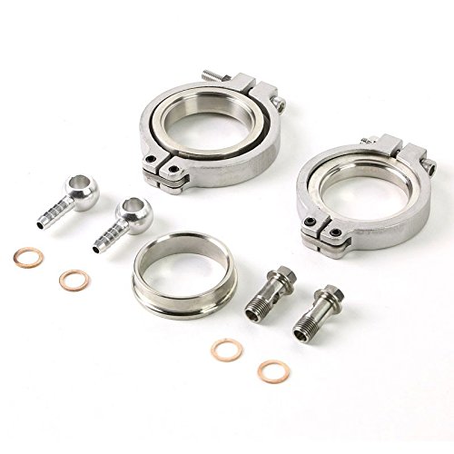 Purple Adjustable Pressure 1-30 PSI Manual Turbo Charger Boost Control+Rocket Switch without Electronic Wastegate/ Silver 44mm 14 PSI V-Band ClampOn Manifold Wastegate Kit+Dump Pipe Valve+Sealing Ring
