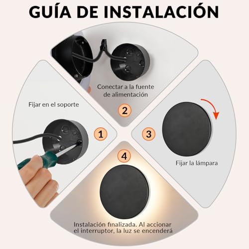FASENZA Lámpara de Pared: IP65, 12W, 1500LM, 3000K Luz Cálida, Lámpara LED Interior y Exterior con 50000 Horas de Vida Útil y Garantía de 2 Años para Hogar, Pasillo, Balcón, Jardín y Villa, 4 Piezas