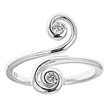 Ritastephens Sterling Silver Swirl Cubic Zirconia Crossover Ring or Toe Ring