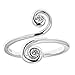 Ritastephens Sterling Silver Swirl Cubic Zirconia Crossover Ring or Toe Ring