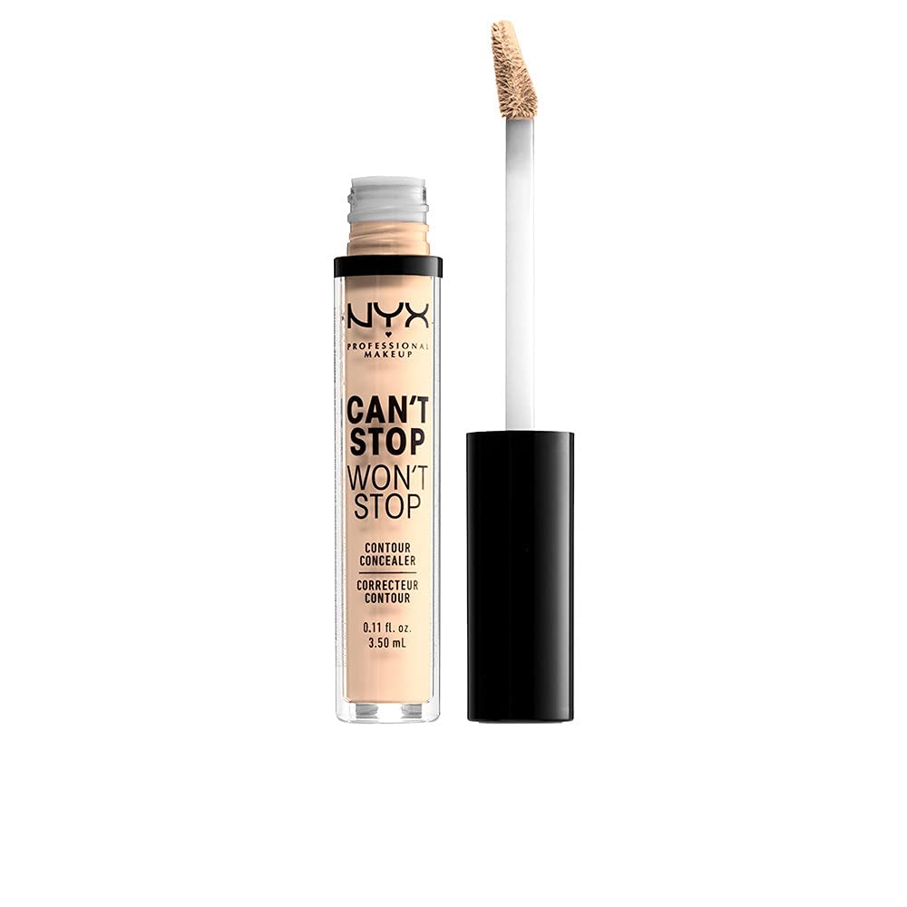 NYX Professional Full Coverage Concealer, 24 Hour Longevity, Can't Stop Won't Stop Contour Makeup Concealer, Matte Finish, Shine Control, Long Lasting, Vegan Formula, Shade: Pale
