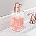 mDesign Square Glass Refillable Liquid Soap Dispenser Pump Bottle for Bathroom Vanity Countertop, Kitchen Sink - Holds Hand Soap, Dish Soap, Hand Sanitizer, Essential Oils - 2 Pack - Clear/Rose Gold
