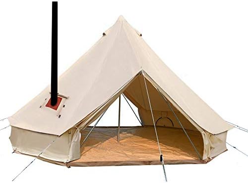 SportTent 4-Season Camping Cotton Canvas Bell Tent Wall Hunting Tent with 2 Doors and Stove Jack Hole