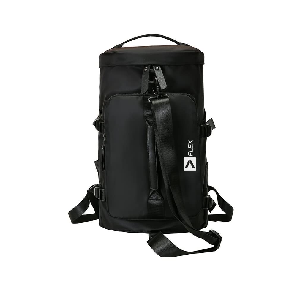 lex Nylon Fabric Wrinkle Free Waterproof Durable Lightweight Gym Bag with Separate Shoe Compartment Dry/Wet Pocket Men's Fitness Training, Swimming Travel Sport with Adjustable Shoulder Strap Black