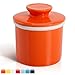 Sweese 305.106 Porcelain Butter Keeper Crock - French Butter Dish - No More Hard Butter - Perfect Spreadable Consistency, Orange