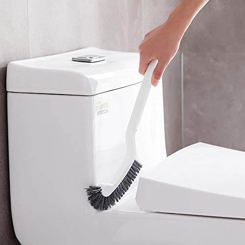 Axiba Toilet Brush Soft Bristle Strong Bristles Good Grips Hideaway Compact Long Brush for Bathroom Toilet The Rim Bowl Brush Pure Clean in 1 Motion with Pan Lip (Gray)