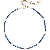 nakamol Azure Blue Ceramic Bead Necklace with 3" Extender