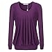 Simier Fariry Women's Long Sleeve Scoop Neck Tunic Pleated Front Blouse